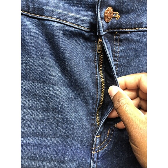 Madewell Denim Jeans Size 35T 10"High Rise Skinny Dark Distressed - Picture 3 of 16